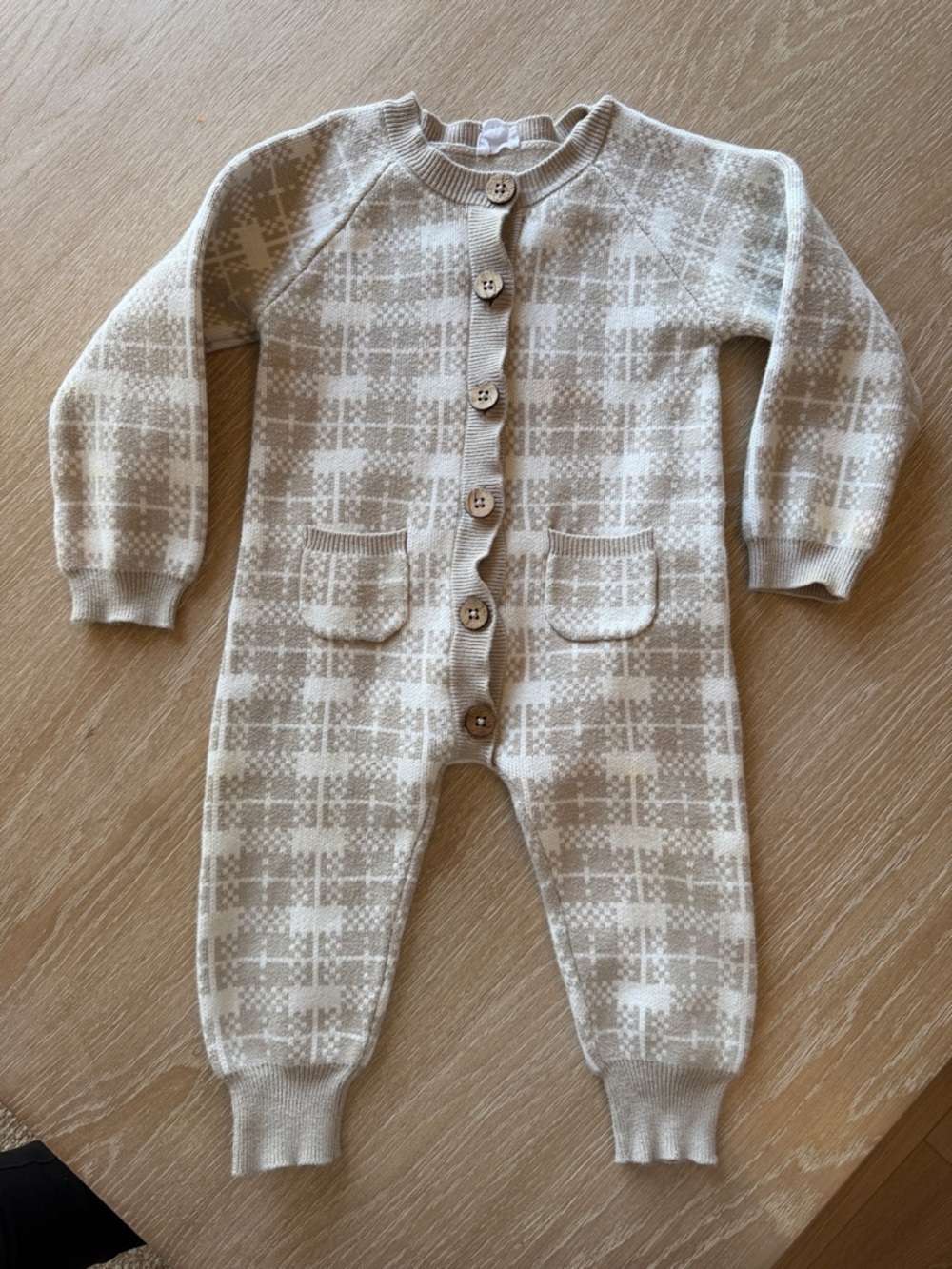 Jamie Kay Beige Plaid Knit One Piece